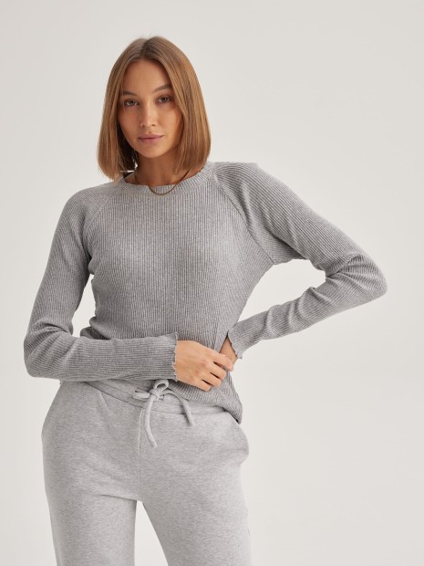 Longsleeve bawełniany jasny szary