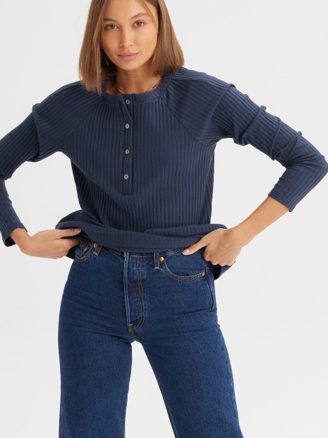 Longsleeve z plisą navy