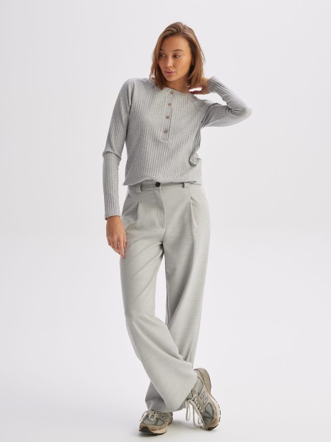 Longsleeve z plisą jasny szary
