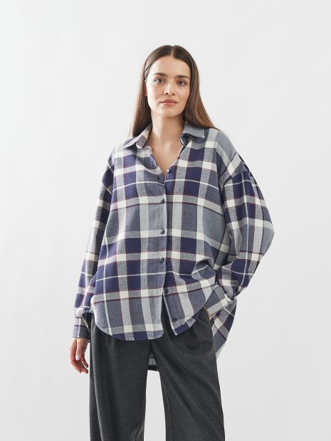 KOSZULA MARIE SZARO-GRANATOWA