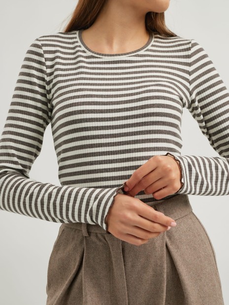 longsleeve MELODY paski mocca