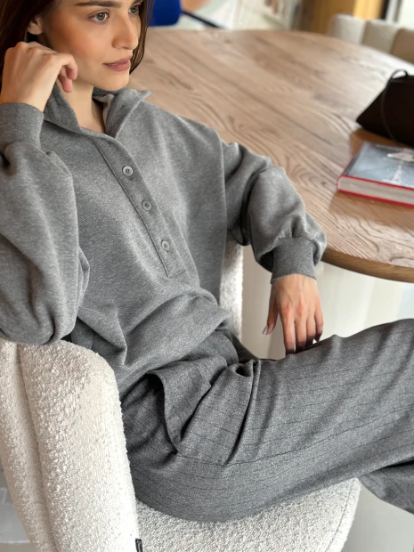 Bluza bawełniana HOLLY ciemny szary